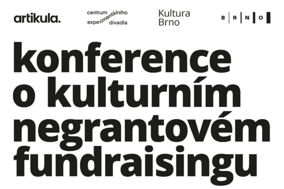 Na bílém pozadí loga institucí a název konference o kulturním negrantovém fundrasingu